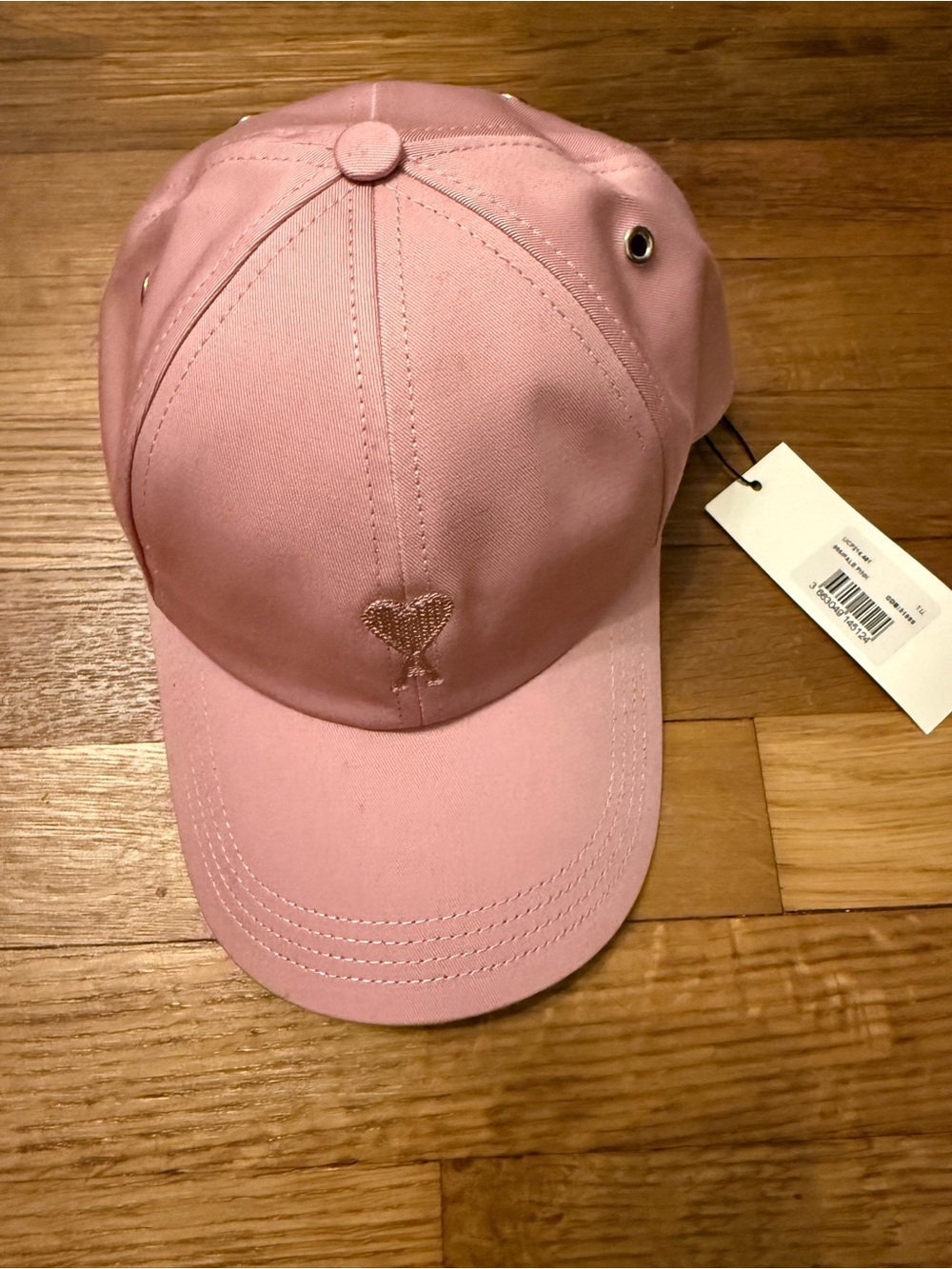 Ami Pink Baseball Cap with Gray Trim